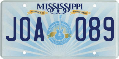 MS license plate JOA089