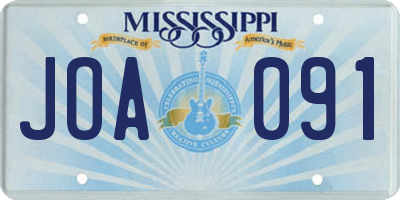 MS license plate JOA091