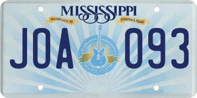 MS license plate JOA093