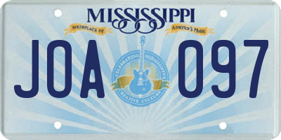 MS license plate JOA097