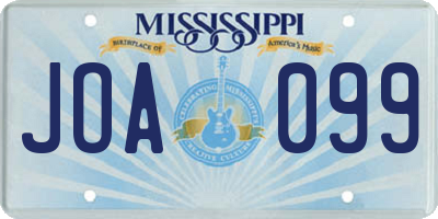 MS license plate JOA099