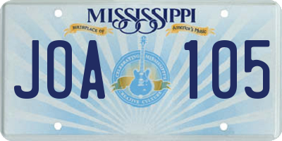 MS license plate JOA105