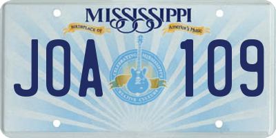 MS license plate JOA109