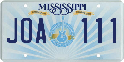 MS license plate JOA111