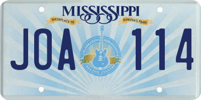 MS license plate JOA114