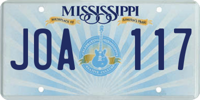 MS license plate JOA117