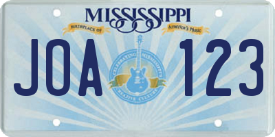 MS license plate JOA123