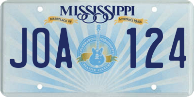 MS license plate JOA124