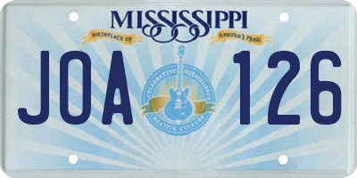 MS license plate JOA126