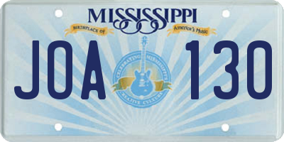 MS license plate JOA130