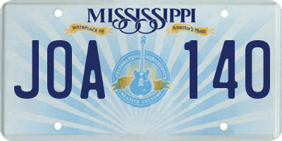 MS license plate JOA140