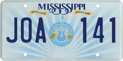 MS license plate JOA141