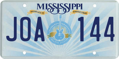MS license plate JOA144