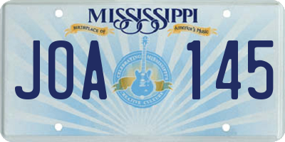 MS license plate JOA145