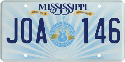 MS license plate JOA146