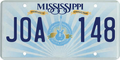 MS license plate JOA148