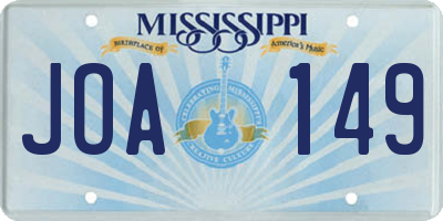 MS license plate JOA149