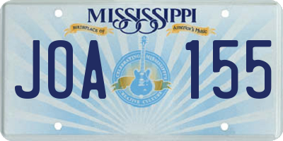 MS license plate JOA155
