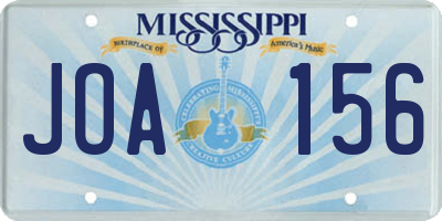 MS license plate JOA156