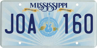 MS license plate JOA160