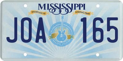 MS license plate JOA165