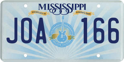 MS license plate JOA166