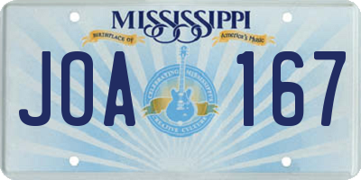 MS license plate JOA167