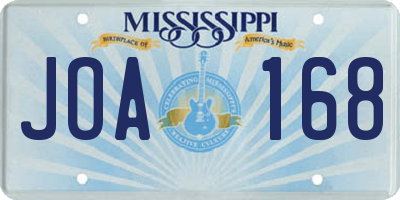 MS license plate JOA168
