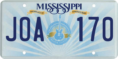 MS license plate JOA170