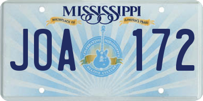 MS license plate JOA172