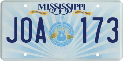 MS license plate JOA173
