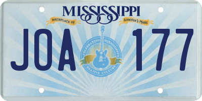 MS license plate JOA177