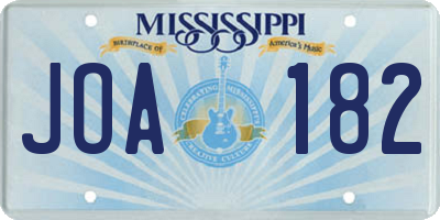 MS license plate JOA182