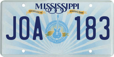 MS license plate JOA183