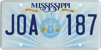 MS license plate JOA187
