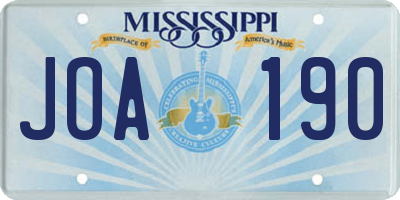 MS license plate JOA190