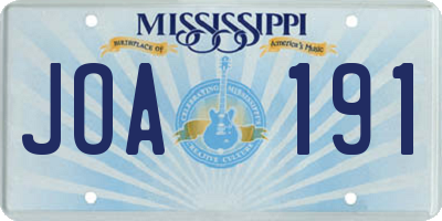 MS license plate JOA191