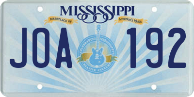 MS license plate JOA192