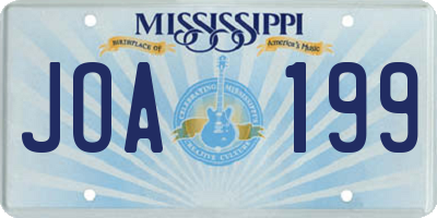 MS license plate JOA199
