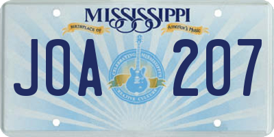 MS license plate JOA207