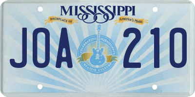 MS license plate JOA210