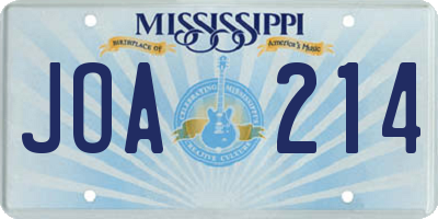MS license plate JOA214