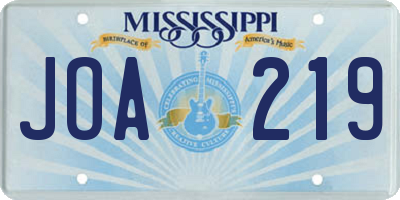 MS license plate JOA219