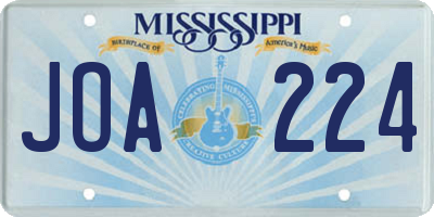 MS license plate JOA224