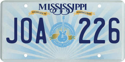 MS license plate JOA226