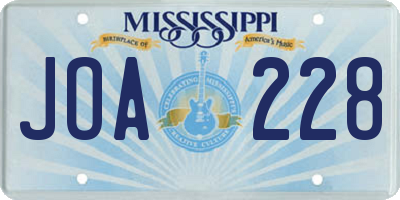 MS license plate JOA228
