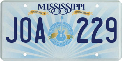 MS license plate JOA229