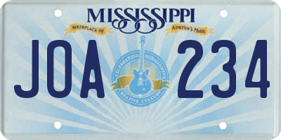 MS license plate JOA234