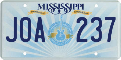 MS license plate JOA237