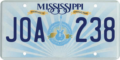 MS license plate JOA238